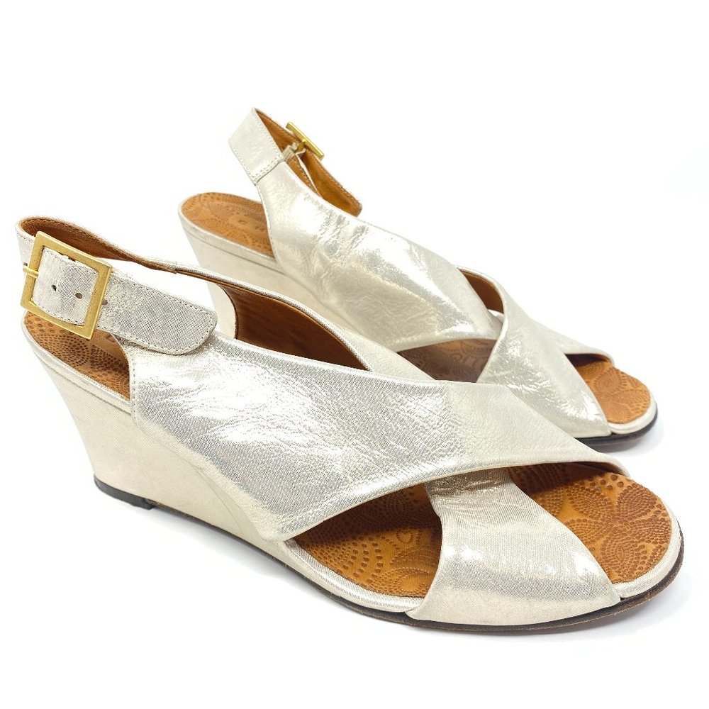 Chie Mihara Metallic Wedge Criss Cross Heels